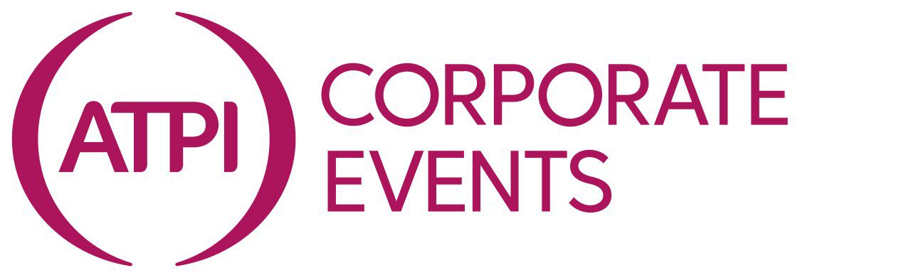 ATPI Corporate Events logo with the letters ATPI inside two curved lines, followed by the words CORPORATE EVENTS in bold, purple text on a white background.