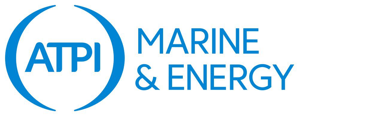 ATPI Marine & Energy logo in blue text; ATPI is enclosed in two curved lines on the left, with Marine & Energy written in uppercase letters to the right.